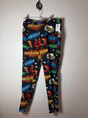OppoSuits Kids Comic Pop Leggings - Black with Red, Blue, Green, Yellow